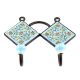 Turquoise And Navy Blue Flower Ceramic Tiles Hooks